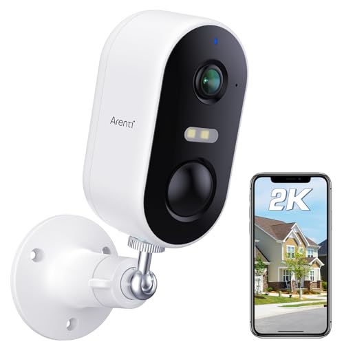 ARENTI 2 K/3 MP Câmara de vigilância Wi-Fi exterior de bateria, 2,4 GHz câmaras de vigilância doméstica WiFi, câmara de vigilância exterior sem cabo, IP65, deteção de humano, visão noturna, áudio