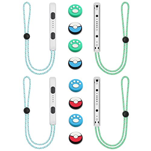 Vicloon Bracelete de pulso para Switch Gamepad, 2 pares de pulso Switch comando acessórios com 8 Switch comandos, correia de pulso para Nintendo Switch Controller-branco