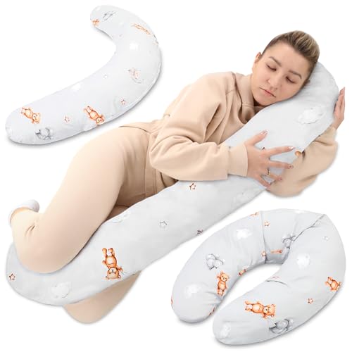 Totsy Baby Almofada de amamentação e gravidez de 190 cm, almofada para dormir de lado, descanso e relaxamento ideal para futuras mães, forma em C Oeko-Tex