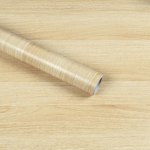 Abyssaly Vinil adesivo móveis de madeira, vinil castanho claro mate efeito, papel autocolante para móveis autocolante impermeável decorativo cozinha, bancada, portas, mesa 60 cm x 500 cm