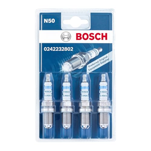 Bosch Super 4 0242232802 (N50) - Conjunto de 4 velas de ignição para um arranque fiável e longa vida útil do motor a gasolina - com design resistente