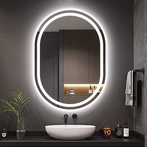 Dripex Espelho de casa de banho com luz LED 60 x 80 cm, anti-embaciamento, dímble, com função de memória, IP44, IRC 90+, instalação horizontal / vertical