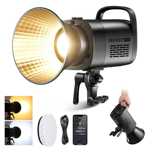 NEEWER CB120B 120W Luz vídeo LED com 2,4 G e controlo de App Bicolor 2700K-6500K 78000lux a 1 m/modo CCT/CRI97/12 cenas/montagem Bowens luz contínua para fotografia de estudo/gravação ação de vídeo