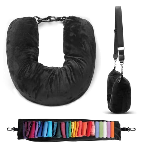 xlwen Almofada de pescoço preenchida com roupa, almofada cervical recarregável, almofada de viagem recarregável, almofada tubular de viagem, almofada de viagem acolchoada, para viajar no automóvel ou