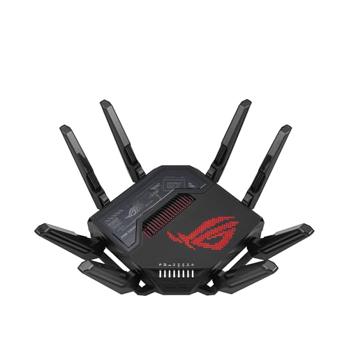 ASUS ROG Rapture GT-BE98 Router WiFi 7, quadribanda, banda de 320 MHz, 4096-QAM, funcionamento multilink, portas duplas 10G, WAN de suporte, segurança de rede, compatibilidade com AiMesh