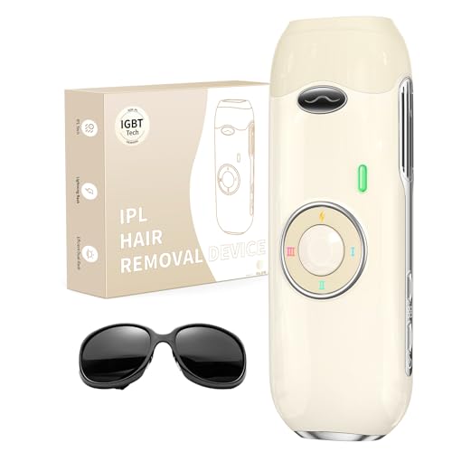 Depiladora a laser IPL - Depiladora de luz indolor com energia máxima de 22 J, ideal para uso doméstico, adequado para mulheres e homens em corpo, rosto, axilas e pernas (bege)