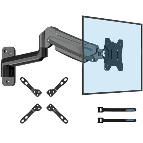 BONTEC Suporte monitor de parede de 13 a 42 polegadas até 9 kg, monitor de braço com mola de gás totalmente ajustável, inclinação e rotação, altura ajustável, VESA máximo 200 x 200 mm