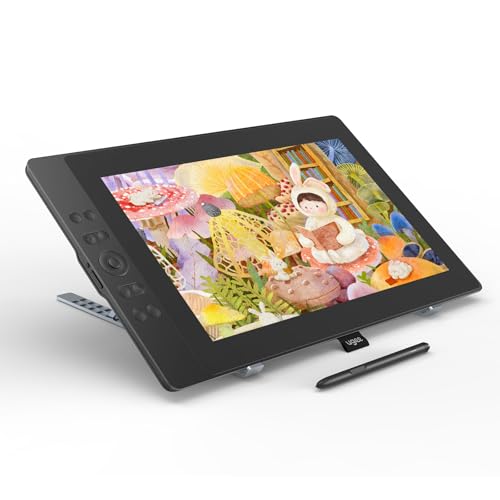 UGEE UE16 Tablet gráfico com ecrã de 15,4 polegadas, lápis com 16 K sensibilidade à pressão, tablet desenho digital 143% sRGB suporte dobrável de mesa portátil