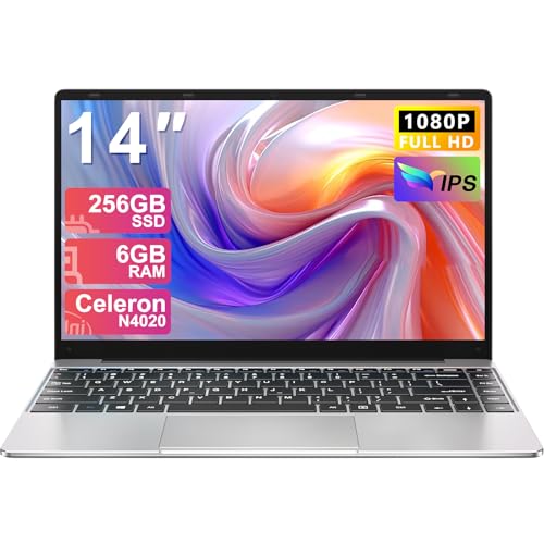 Computador portátil Win 11 Pro com 5G WiFi, portátil de 14 polegadas 6 GB RAM 256 GB SSD expansão SSD 1 TB, BT 4.2 3.0 transmissão porta 1920 * 1080 FHD portáteis bons e mini porta multimédia-porta