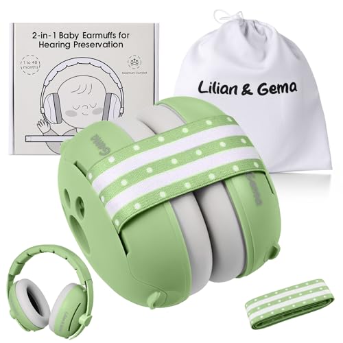 Lilian&Gema 2 em 1 capacetes para bebés antirruído, protetores auditivos para bebés, faixa de cabeça ajustável, antiderrapante e sem pressão. Proteção auditiva ideal para bebés até 48 meses