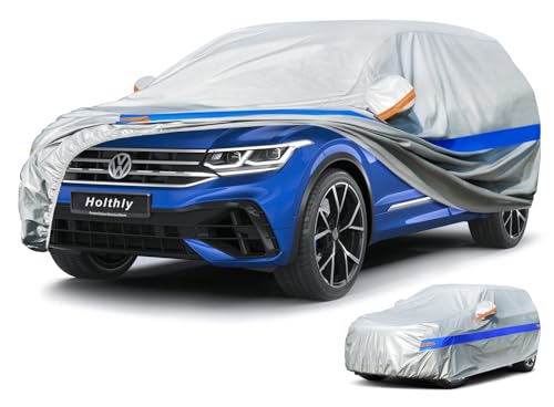 Capa de carro, Holthly de 10 camadas, respirável, a capa para carro exterior oferece proteção contra o vento, a água e os raios UV. Adequado para Audi Q5, BMW X3 e outros modelos de veículos. YL