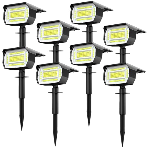LOTMOS Luzes solares LED para exterior e jardim [8 pacotes/72 LED] holofotes LED exteriores solares, impermeável IP65 luz solar exterior potente holofote candeeiro solar exterior e jardim exterior