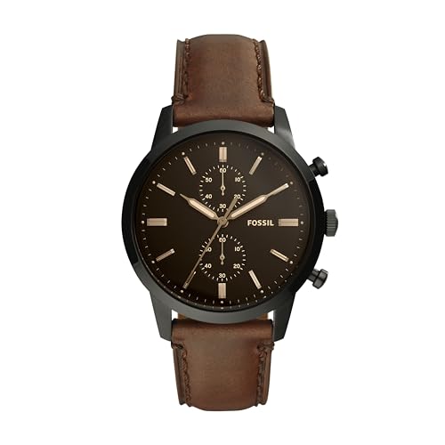 Fossil Townsman Reloj para Hombre, Movimiento Cronógrafo Cuarzo con Correa de Piel