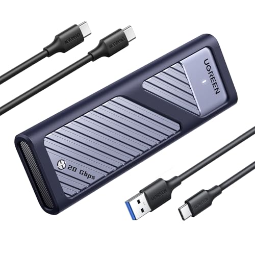 UGREEN Caixa SSD M.2 NVMe SATA 20 Gbps USB C 3.2 Gen 2 x 2, capa M.2 disco rígido M/M&B Key 2230/2242/2260/2280 com cabo compatível com 970 EVO Plus 980 Pro WD SN770 Kingston