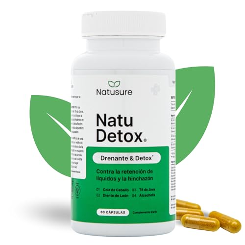 Natusure NatuDetox | Retenção natural de líquidos renante, diminui o inchaço, retenção de líquidos, -de-leão chá de Java e alcachofra, sem açúcar e glúten