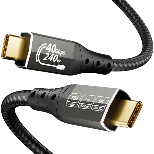 ZIKNYDO 40 Gbps Thunderbolt 4 cabo 2 m, PD3.1 240 W USB 4, 8 K/4 K USB C vídeo, USBC Thunderbolt 5, Thunderbolt 3, série iPhone 16, SSDs, MacBooks, eGPU, monitores, computadores portáteis