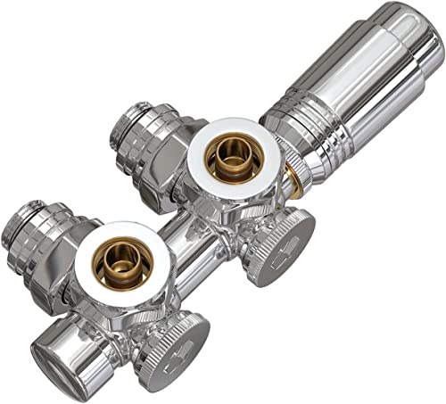 EMKE Válvula de radiador com termostato, válvula para radiadores e secadores de toalhas, universal para válvulas angulares e retas, G1/2", cor cromada, 1 peça