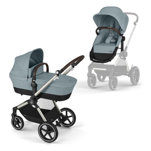 CYBEX Gold Carrinho de passeio EOS Lux 2 em 1, sistema de viagem, desde o nascimento até 22 kg (aprox. 4 anos), Lux, Sky Blue