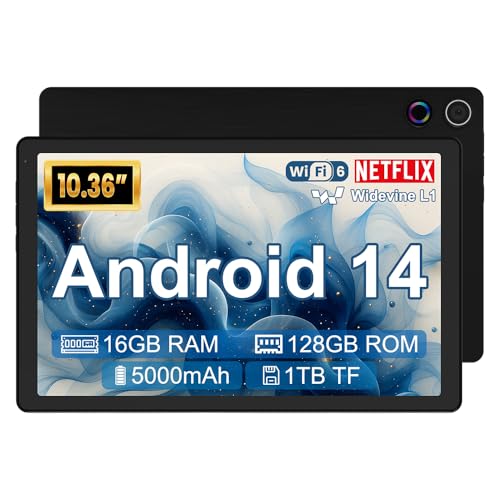 Laptok Android Tablet de 10 polegadas, tablet com 16 GB+128 GB (TF 1TB), Octa core/5000 mAh, 5 + 8 MP/1280 * 800P, WiFi 6/Widevine L1/BT5.4, compatível com USB-C/OTG