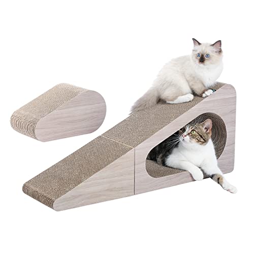 PAWZ Road Tábua de raspar 2 em 1 para gatos, arranhador de cartão para gatos, almofadas dobráveis para raspar com bola de 71 cm