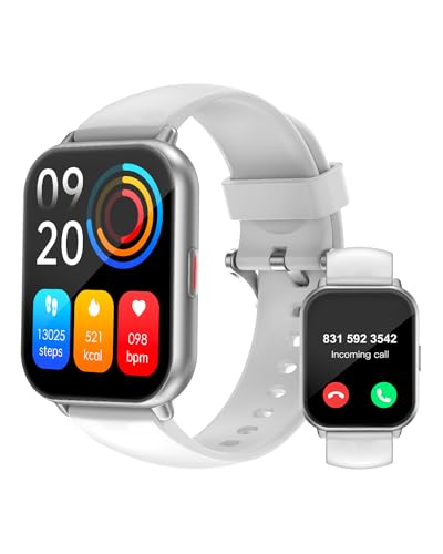 RUIMEN Smartwatch com chamadas, relógio inteligente recebe chamadas e assistente de voz, Smartwatch mulher homem com podómetro de oxigénio sangue impermeável IP68 100 desportos modos pulseira de