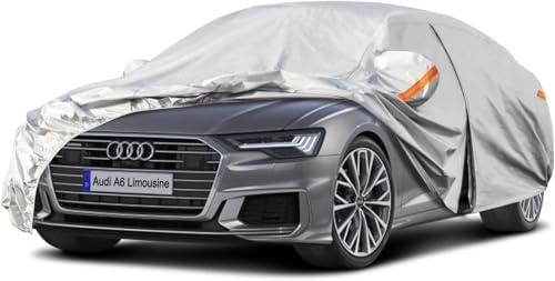 Kayme Capa de carro exterior, compatível com Audi A6 Sedan (2004-2025), capa para carro impermeável, respirável, anti-UV, anti-poeira, de 6 camadas, cobertura de carro com fecho de correr e forro de