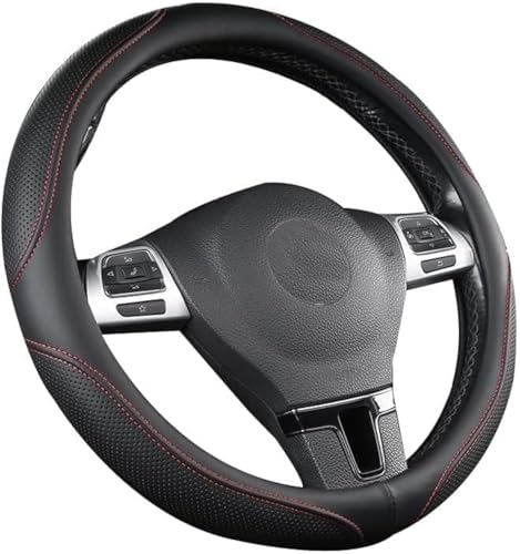 ROYWOO Capa volante de carro, capa volante universal de 15 polegadas (37-38 cm), couro ultra-fino, antiderrapante, preto