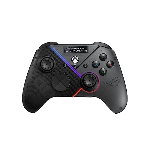 ASUS ROG Raikiri PRO - Comando oficial com licença Xbox, ecrã OLED, conectividade tripla, botões configuráveis, 4 botões traseiros, joystick ajustável, ESS DAC, compatível com PC, Xbox e ROG Ally