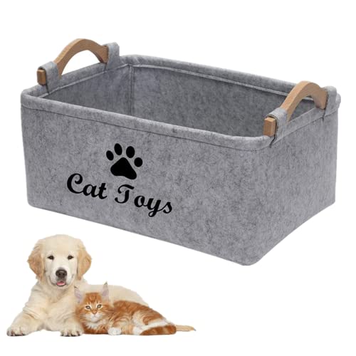 bangminda Cesta dobrável para cão gato caixa de armazenamento de brinquedos para animais de estimação, feltro cestas de armazenamento para brinquedos cão gato organizador para cão gato roupa lanches