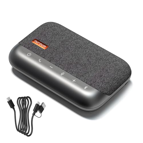 Nuroum A05B Altifalante Bluetooth conferências com microfone USB, captação de voz de 360° cancelamento de ruído, Plug & Play, altifalante portátil para PC/escritório em casa/portátil/reunião,