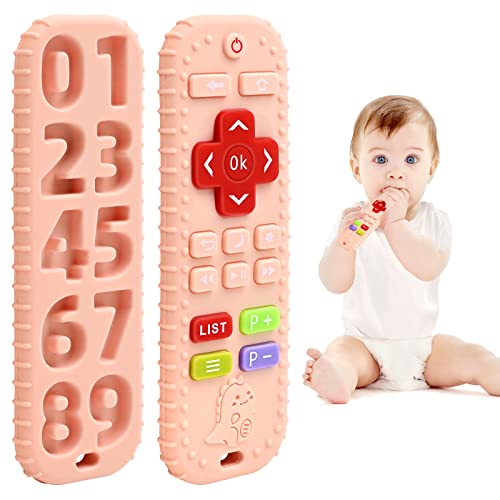 Alívio da dentição mordedores brinquedos para bebés 6-12 meses presentes, silicone mordedor controlo remoto brinquedos de casa de banho para 3-6 9 meses menino menina utismo, brinquedos de grau