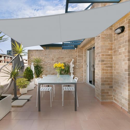 HENG FENG Toldo vela de sombra impermeável, retangular, 4 x 5 m, poliéster, proteção contra raios UV, resistente para terraços, pátio, exterior, jardim, cor cinzenta