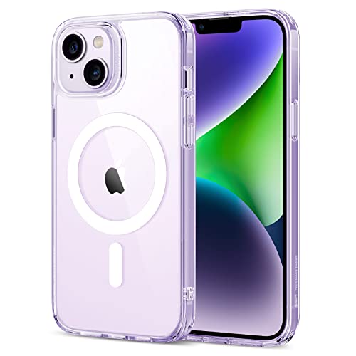 ESR Capa para iPhone 14/iPhone 13, compatível MagSafe, proteção de grau militar à prova de impactos, capa magnética para iPhone 14/iPhone 13, capa híbrida clássica (HaloLock), roxo transparente