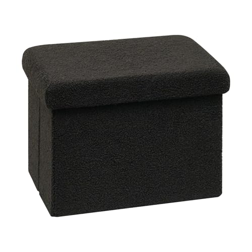 Bonlife Caixa de armazenamento dobrável, banco para os pés, pufe de cubo otomanas, para sala de estar, quarto, entrada, 42 x 32 x 32 cm, preto