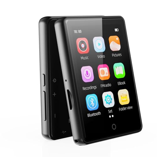 64 GB Leitor MP3 Bluetooth 5.3, MP3 portátil com ecrã tátil de 2,8" para música crianças com rádio FM, pedómetro, pasta, reprodução aleatória, compatível com cartão micro SD de 128 GB
