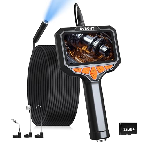 Svbony SM501 Endoscópio câmara de inspeção, 4,3 polegadas IPS HD câmara inspeção tubos, tirar vídeos e fotos, 32 G TF Card, boroscópio, IP67 impermeável serpente câmara com 8 luzes LED
