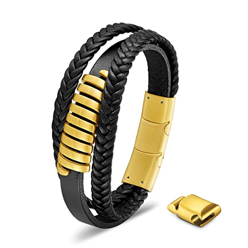 LUCKY2+7 Pulseira homem - corrente cúbica fivela magnética de aço inoxidável
