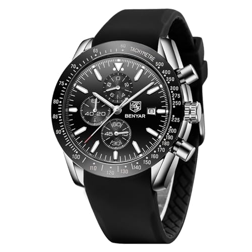 BENYAR Relógio para homem, cronógrafo de quartzo desportivo, marca de luxo de negócios da moda, relógio de homem com data analógica resistente à água