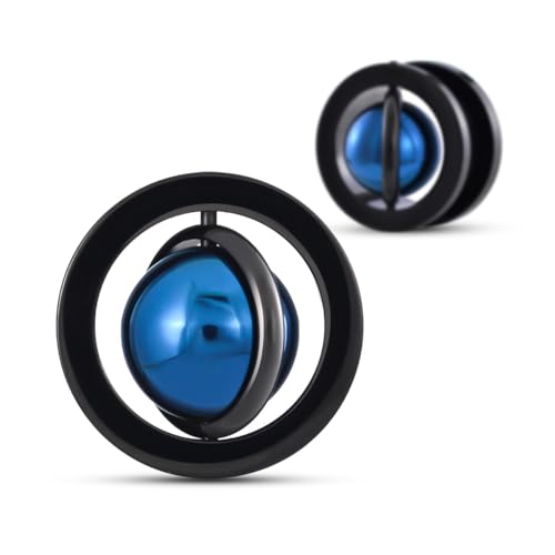 COOEAR Planet Ear Tunnels Flesh Plugs, medidores de aço inoxidável para brincos, parafusos nas costas do alongador.
