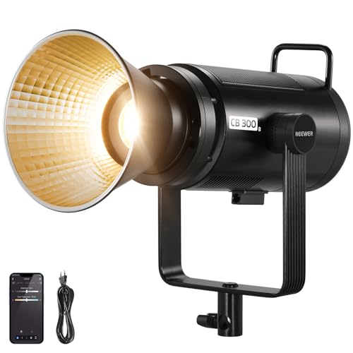 NEEWER CB300B Candeeiro LED de estúdio (320 W, com controlo remoto de 2,4 G/App, totalmente metálico, COB Bi-Cor, 15000 Lux/1 m, 2700 K-6500 K, CRI/TLCI97+, 12 E. feitos para Retrato rato)