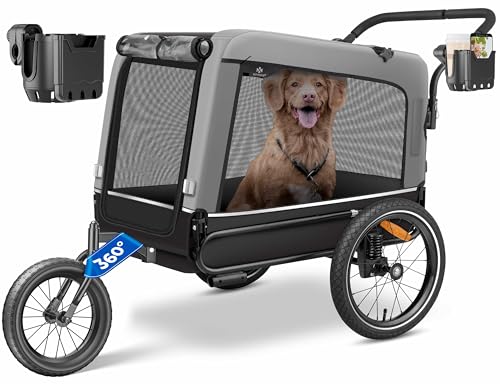 KESSER® Reboque para cães 3 em 1 Buggy & Jogger reboque para bicicletas grande aprox. 240 litros de volume, montado sobre molas, material: Lona Oxford 600D, carga máxima: 40 kg