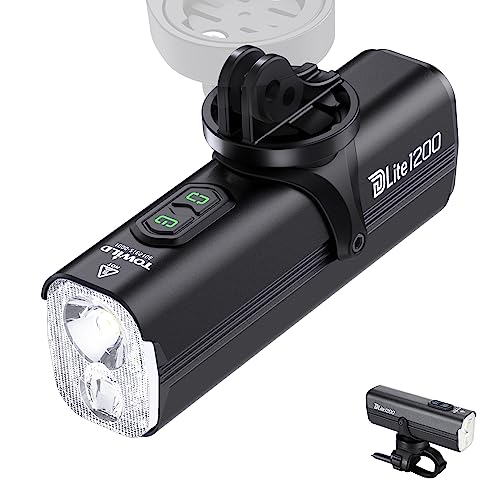 towild DLite1800 Luzes de bicicleta, 1800 Lumen luz dianteira High Beam Low Beam dupla fonte de luz farol para bicicleta, 5000 mAh luzes recarregáveis de ciclismo para MTB, suporte baixo montado
