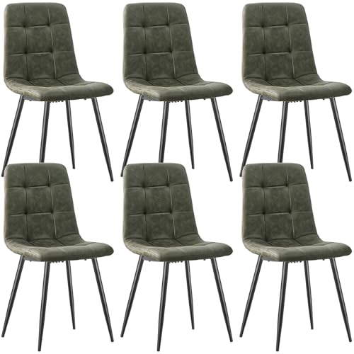 JIJIAN Pacote de 6 cadeiras de sala de jantar, cadeiras de cozinha em tecido tecnológico, cadeiras estofada para sala de estar com pernas de metal preto, adequadas para sala de jantar, sala de espera,