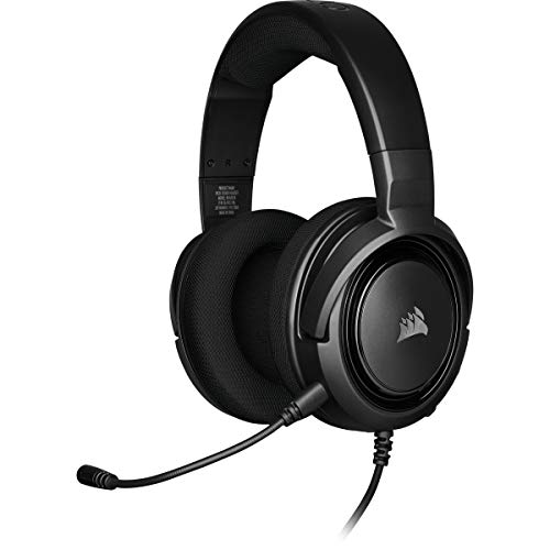 Corsair HS35 STEREO Auriculares multiplataforma leves com cabo para jogos - microfone desmontável - controladores de neodímio - PC, PS5, PS4, Xbox, Nintendo Switch, telemóvel - carbono