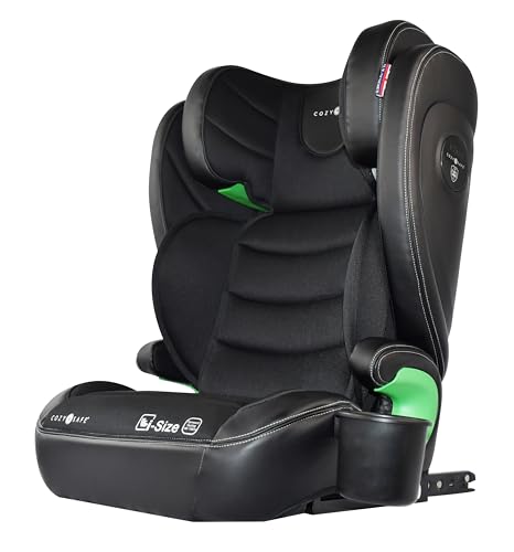 Cozy N Safe Augusta i-Size Cadeira de carro, 100-150 cm, grupo 2/3 (15-36 kg/4-12 anos), ISOFix, assento infantil ajustável ECE R129, proteção lateral, cor preta meia-noite