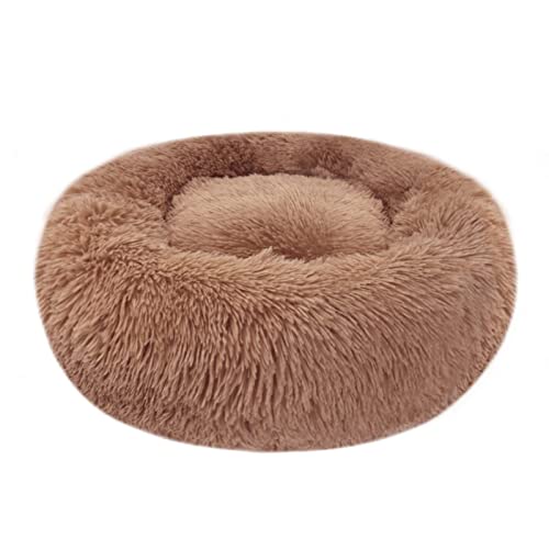 Nepfaivy Cama para gatos e cães pequenos, almofadas de cama anti-stress para cães e gatos, cama para cães relaxante e lavável, cinzento escuro, M - 50 cm