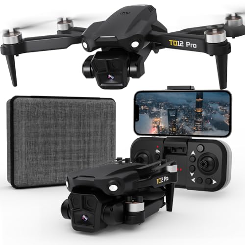 Toladrone Drone para iniciantes, drone com câmara 4K, mini drones dobráveis com posicionamento por fluxo ótico, modo sem cabeça, drones com motor sem escovas para adultos, TD12PRO