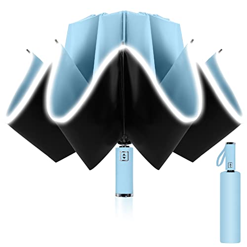 Guarda-chuva dobrável automático, guarda-chuva invertido, guarda-chuva dobrável anti-vento 10 hastes para homem mulher, diâmetro 105 cm