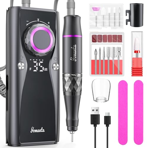 torno de unhas profissional 35000 RPM USB recarregável 10 H + duração da bateria com 12 brocas lima elétrica unhas para unhas de acrílico e gel - torno de unhas portátil para salão e uso doméstico