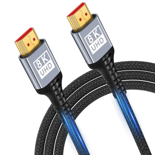 Cabo HDMI 2,1 3 M 8K, 48 Gbps cabo HDMI de velocidade ultra alta 8K@60Hz 4K@120Hz 7680P, HDMI 2.1 suporta HDR10 eARC 3D HDCP 2.2 e 2.3, compatível com PS5/4 X-Box HDTV leitor de Blu-ray/monitor